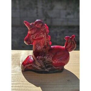 Boyd Red Glass Lucky The Unicorn Figurine Slag Unicorn GLOW CADMIUM GLASS